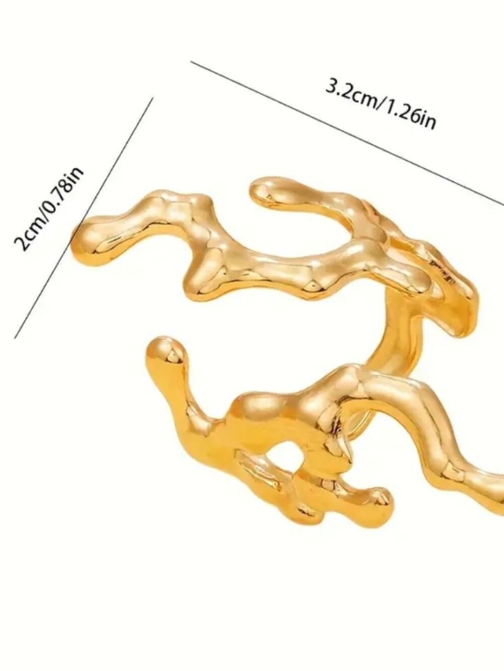 New! Gold Plated Wave Rings Women Fashion - Set of 2 - Picture 3 of 4